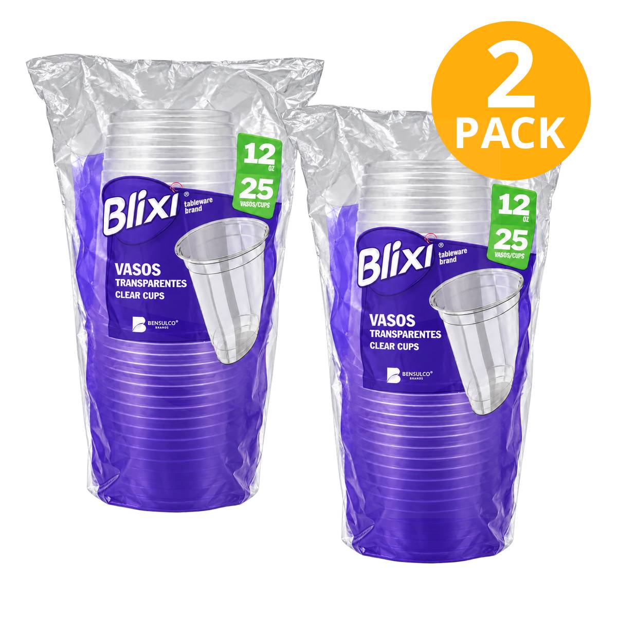 Blixi Vasos Plásticos 12 OZ, Transparentes Duros, 50 Vasos (Pack de 2 x 25) 1 Blixi Vasos Plásticos 12 OZ, Transparentes Duros, 50 Vasos (Pack de 2 x 25)