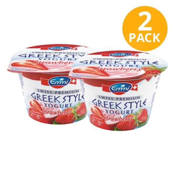 Emmi Yogurt Fresa, Griego Semidescremado, 150 gr (Pack de 2)