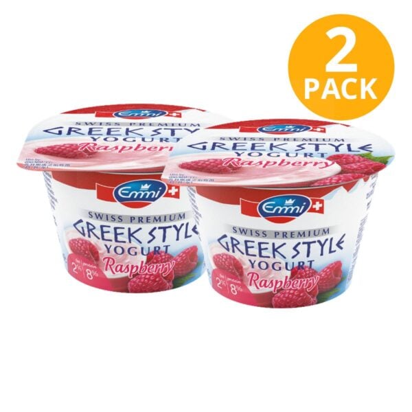 Emmi Yogurt Frambuesa, Griego Semidescremado, 150 gr (Pack de 2)