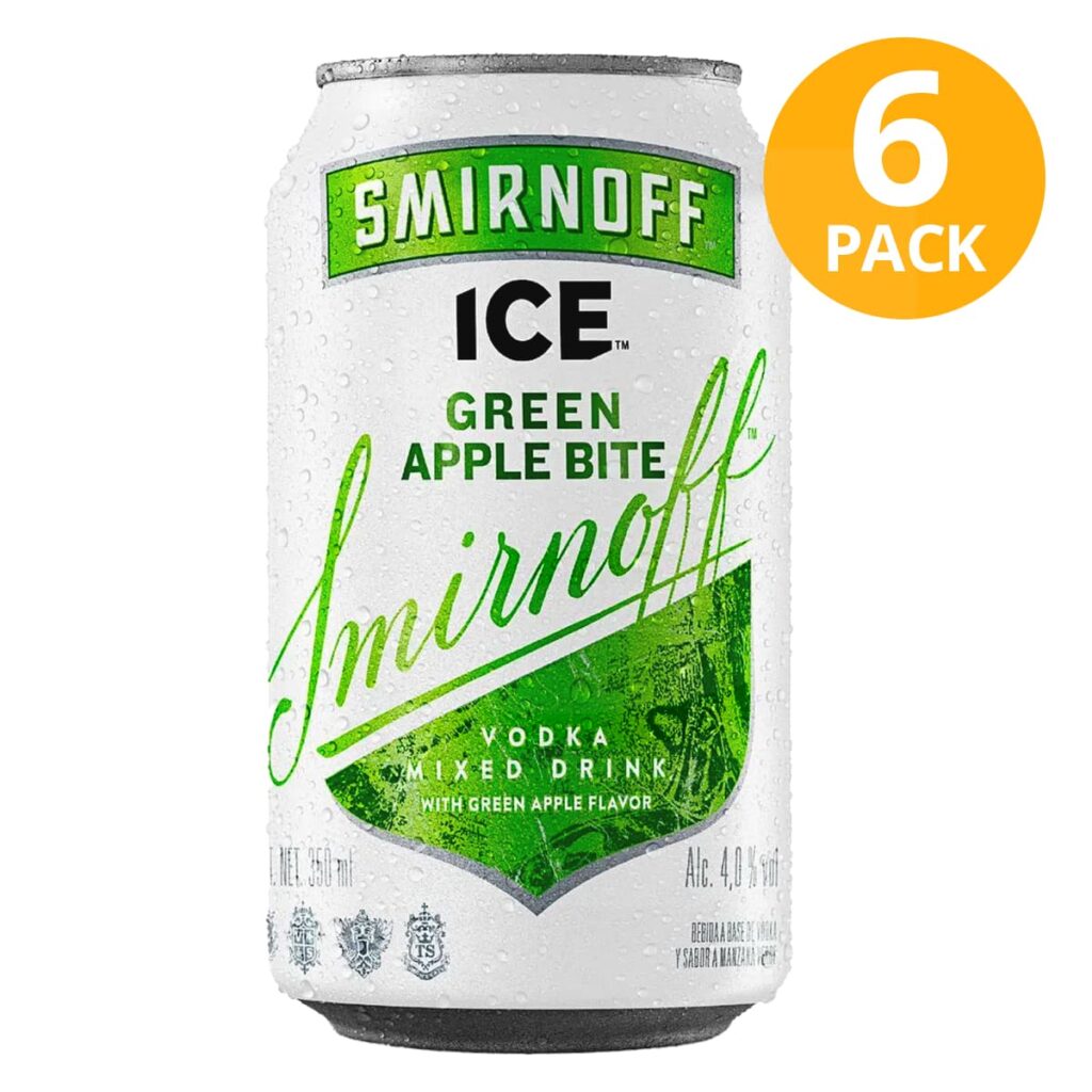 Smirnoff Ice Green Apple Bite, Vodka, Lata, 350 ml (Pack de 6) Superunico El Supermercado