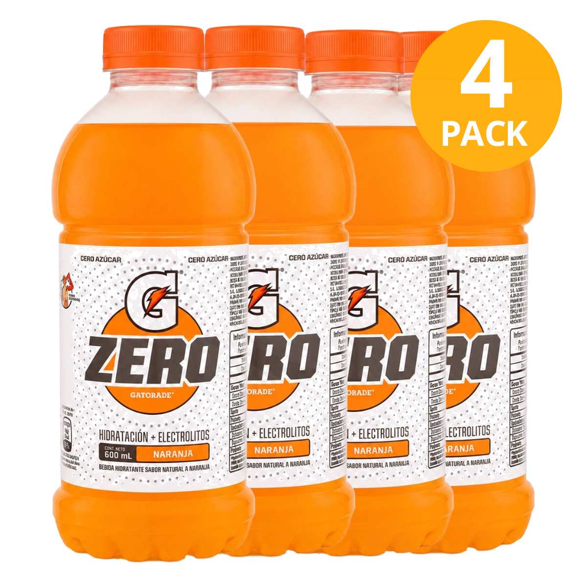 Gatorade Zero Naranja, 600 ml (Pack de 4) 1 Gatorade Zero Naranja, 600 ml (Pack de 4)