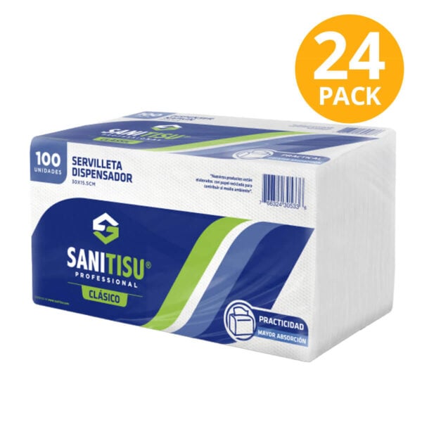 Sanitisu Servilleta Dispensador Clásico, 100 Unidades (Pack de 24)