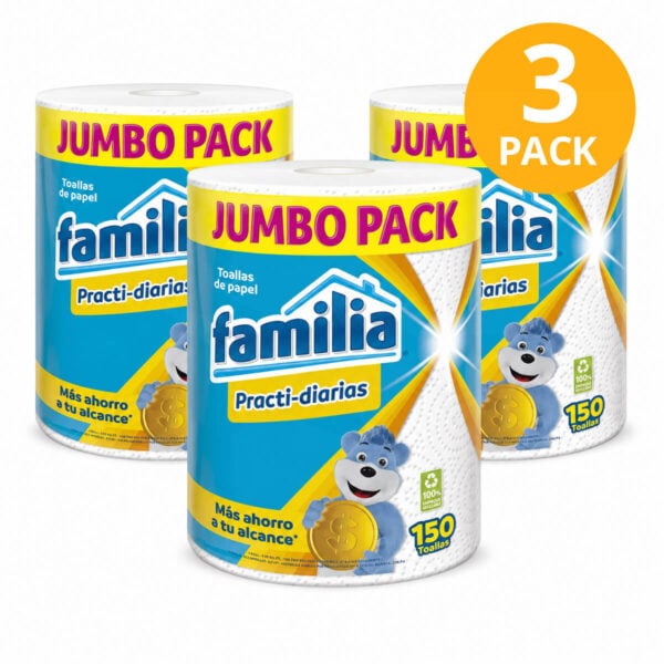 Papel Toalla Familia Jumbo, 150 Toallas (Pack de 3)