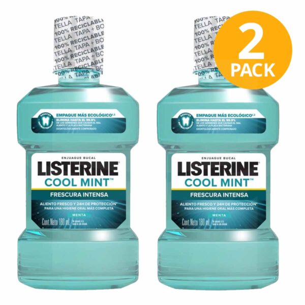 Listerine Cool Mint, Enjuague Bucal, 180 ml (Pack de 2)