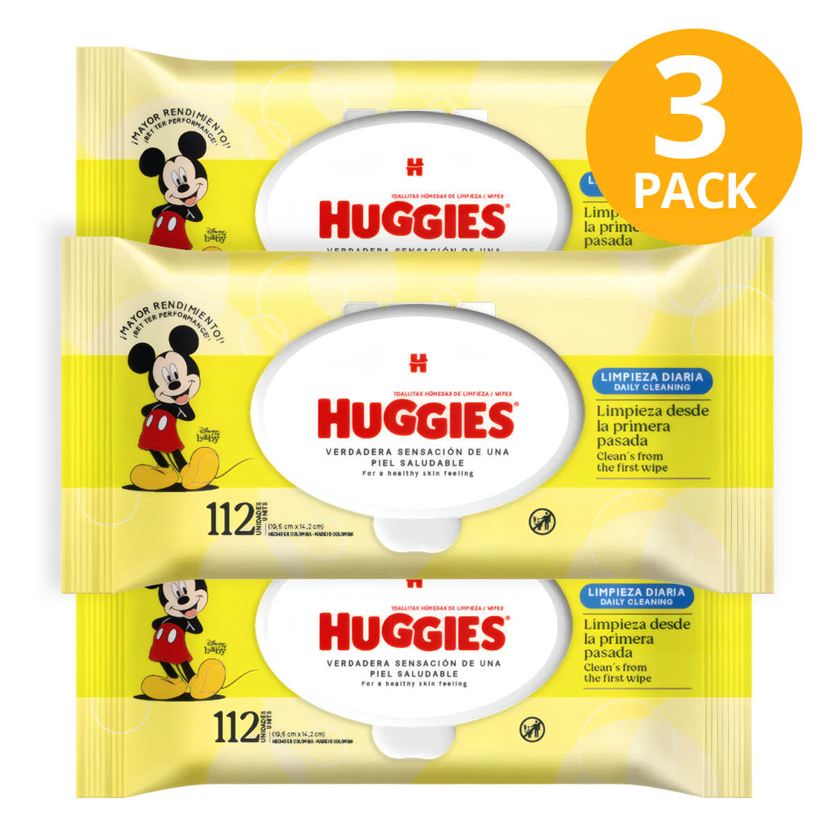 7702425632189 Huggies Wipes Limpieza Diaria, 336 Toallitas Húmedas (Pack de 3 x 112) - Imagen 1