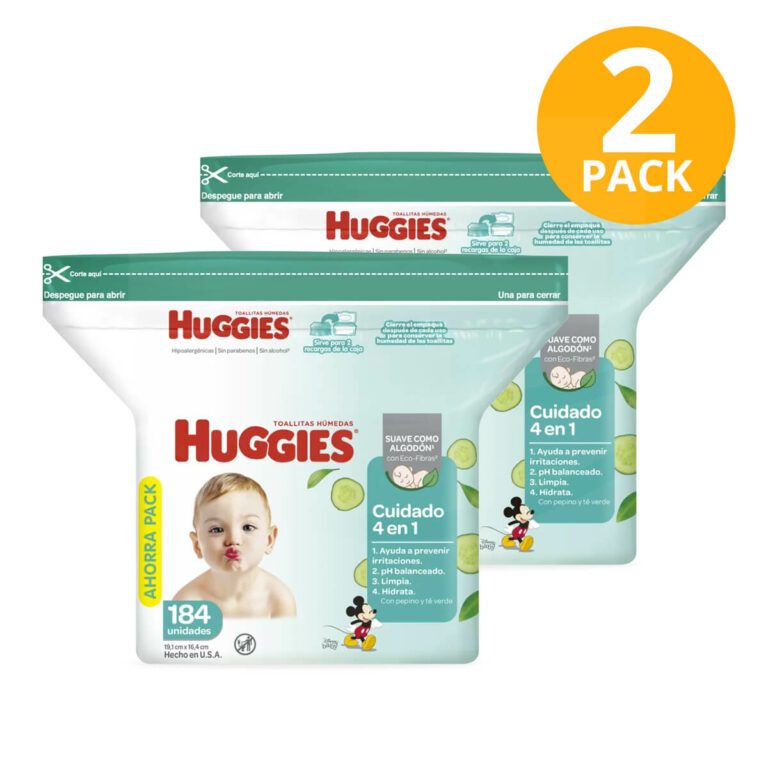 Huggies Wipes Cuidado 4 en 1, 368 Wipes (Pack de 2 x 184) Superunico