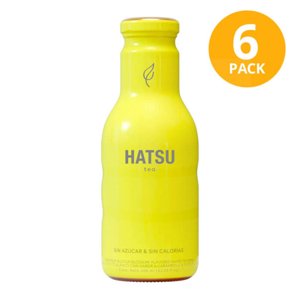 Hatsu Tea, Sin Azúcar, Té Blanco Sabor a Carambolo & Flor de Loto, 400 ml (Pack de 6)
