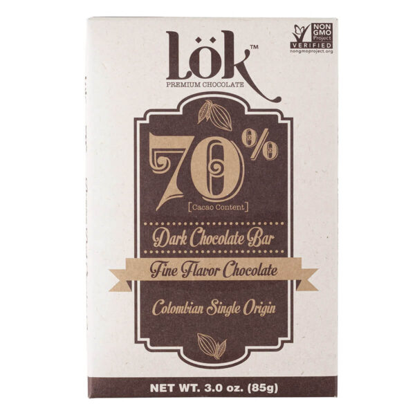 Chocolate LOK 70% Cacao, Barra 85 gr