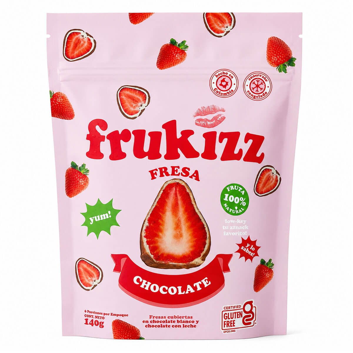 7709914283020 Frukizz Fresas Cubiertas en Chocolate, 140 gr - Imagen 1