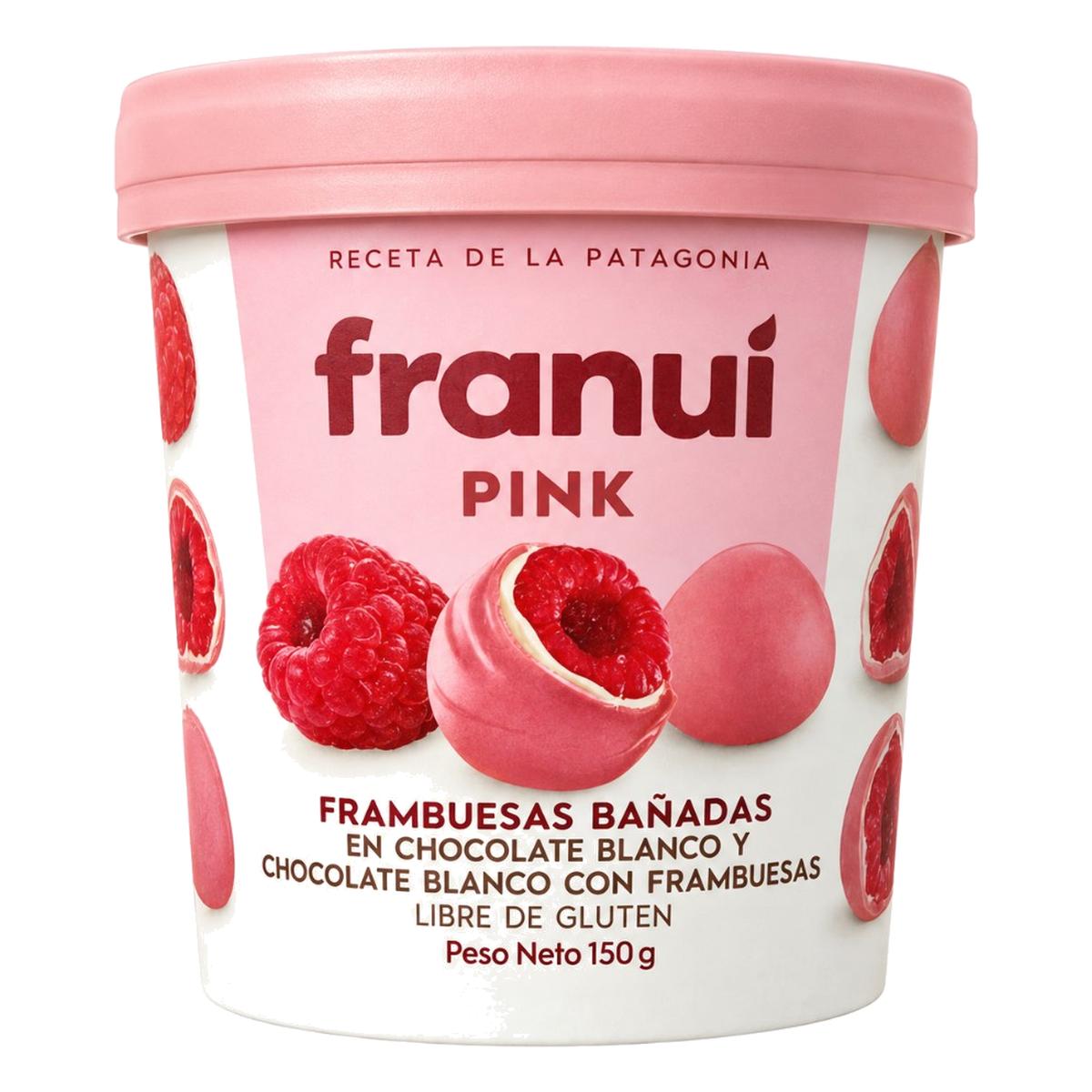 Franuí Pink, Frambuesas Bañadas en Chocolate Blanco, 150 gr 1 Franuí Pink, Frambuesas Bañadas en Chocolate Blanco, 150 gr