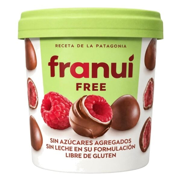 Franuí Free, Frambuesas Bañadas Sin Azúcar Agregada y Sin Leche, 150 gr