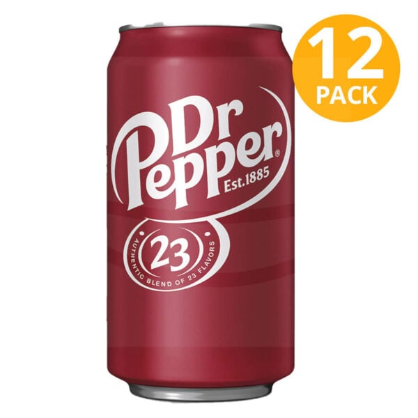 Dr Pepper Soda, Importada, 355 ml (Pack de 12)