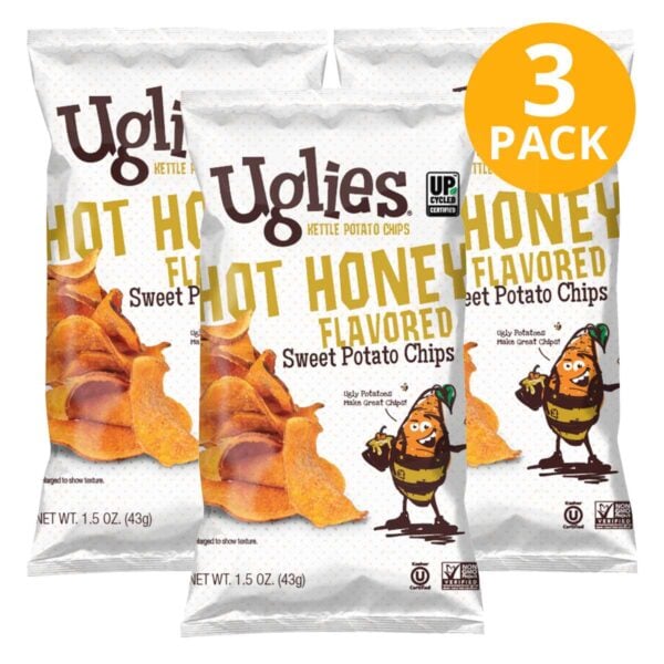 Uglies Hot Honey, Sweet Potato Chips, 1.5 OZ (Pack de 3)