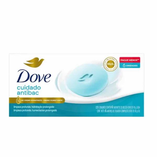 Dove Cuidado Antibacterial, 6 Jabones en Barra, 90 gr