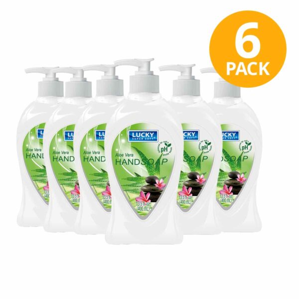 Jabón Líquido de Manos, Aloe Vera, Lucky Super Soft, 13.5 OZ (Pack de 6)
