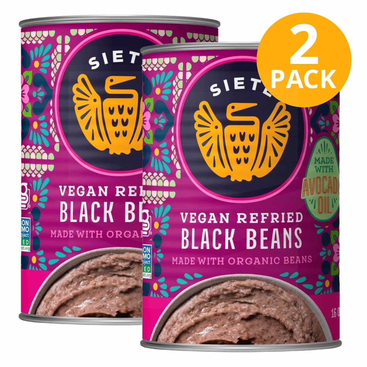 Siete Frijoles Refritos Negros, 16 OZ (Pack de 2) 1 Siete Frijoles Refritos Negros, 16 OZ (Pack de 2)