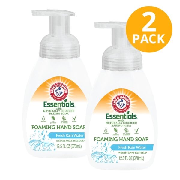 Arm & Hammer Essentials Jabón Líquido para Manos Foaming, Fresh Rain Water, 12.5 OZ (Pack de 2)