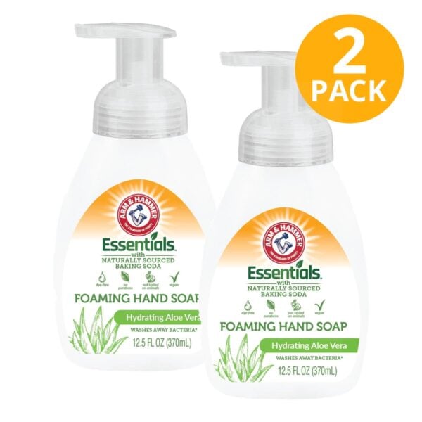 Arm & Hammer Essentials Jabón Líquido para Manos Foaming, Aloe Vera, 12.5 OZ (Pack de 2)