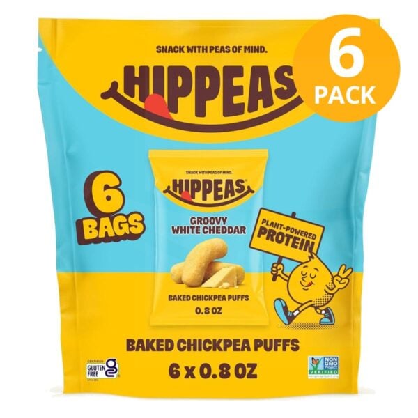 Hippeas Chickpea Puffs, Groovy White Cheddar, 0.8 OZ (Pack de 6)