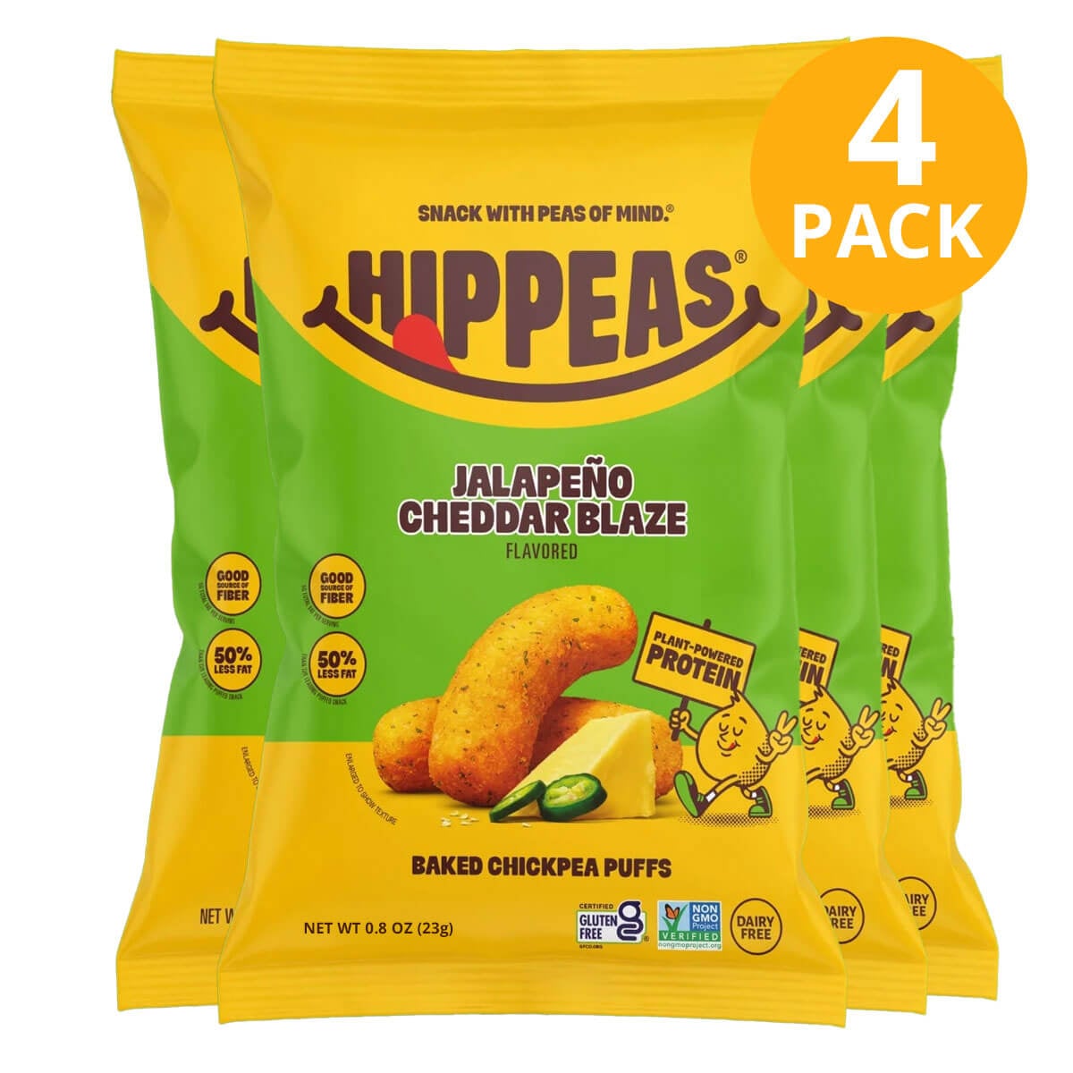 810122081258 Hippeas Chickpea Puffs, Jalapeño Cheddar Blaza, 0.8 OZ (Pack de 4) - Imagen 1