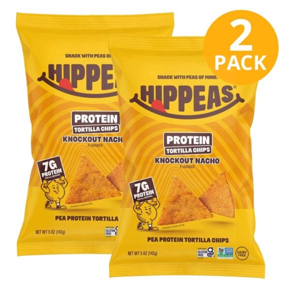 Hippeas Protein Tortilla Chips, Knockout Nacho, 1.5 OZ (Pack de 2)