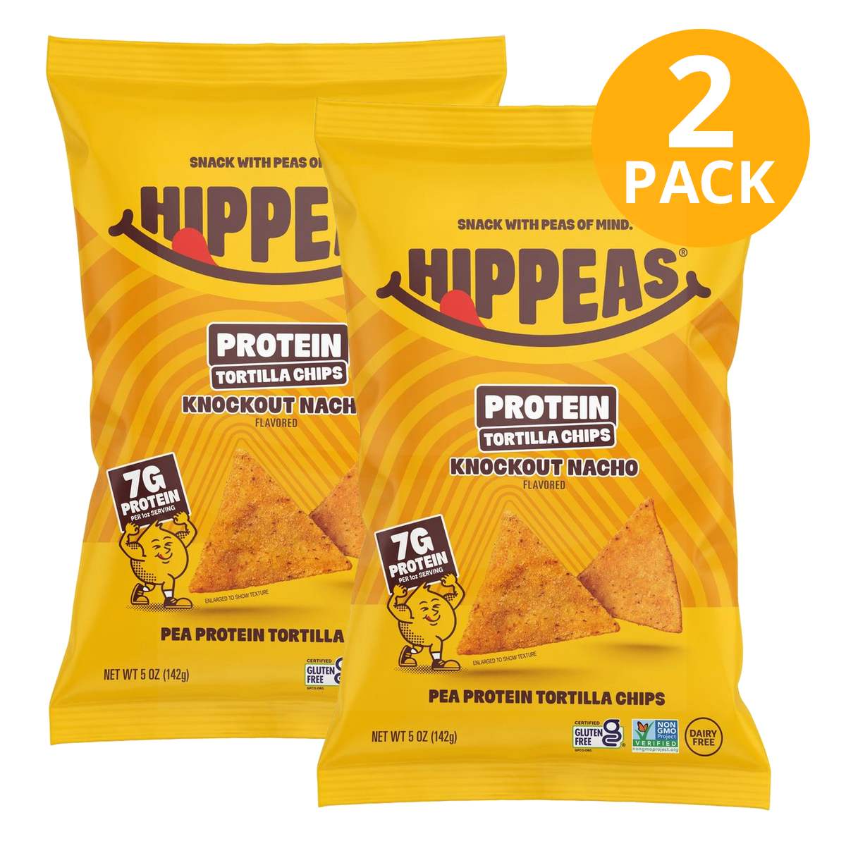 Hippeas Protein Tortilla Chips, Knockout Nacho, 1 Hippeas Protein Tortilla Chips, Knockout Nacho, 1.5 OZ (Pack de 2)