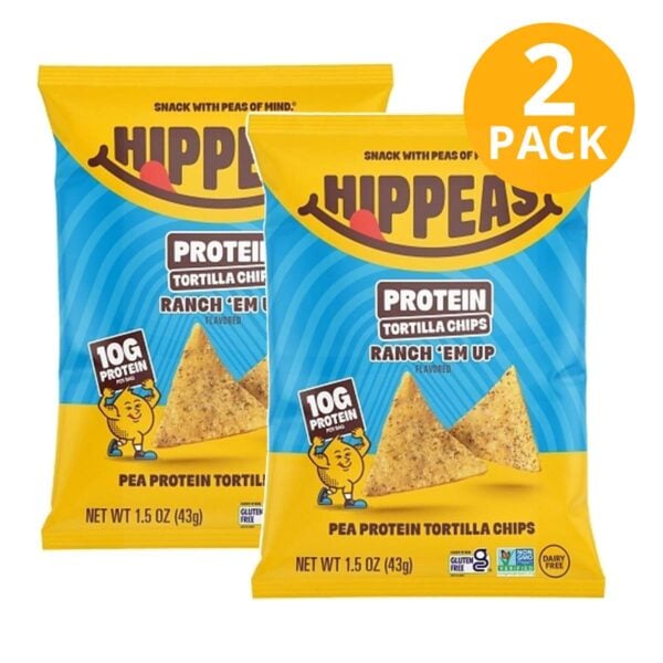 Hippeas Protein Tortilla Chips, Ranch 'em Up!, 1.5 OZ (Pack de 2)