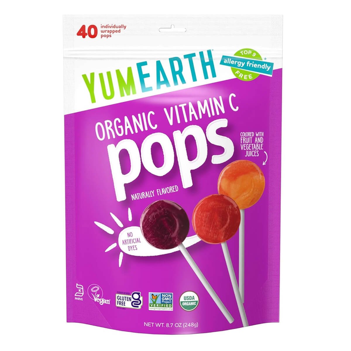 YumEarth Organic Vitamin C Pops, 40 Lollipops 1 YumEarth Organic Vitamin C Pops, 40 Lollipops