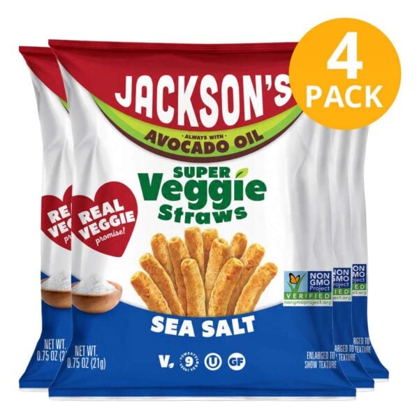 Jackson's Super Veggie Straws Sea Salt, Jackson's 0.75 OZ (Pack de 4)