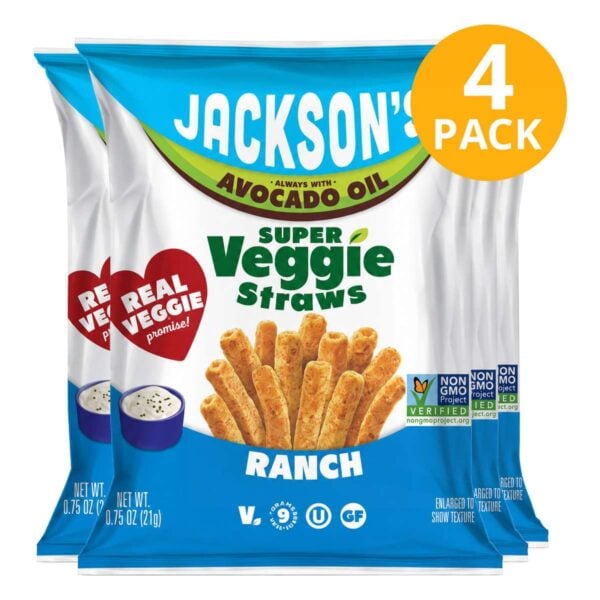 Jackson's Super Veggie Straws Ranch, Jackson's 0.75 OZ (Pack de 4)