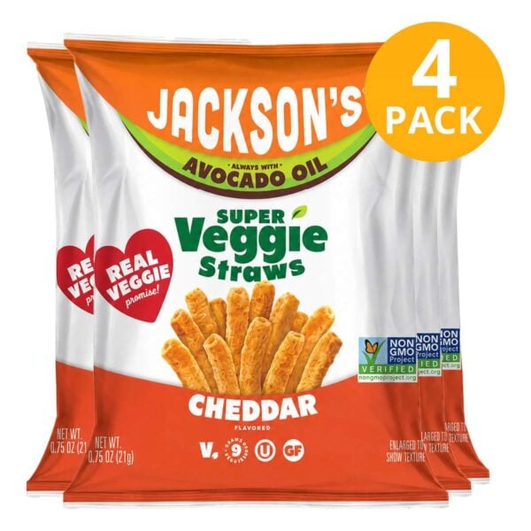 Jackson's Super Veggie Straws Cheddar, Jackson's 0.75 OZ (Pack de 4)
