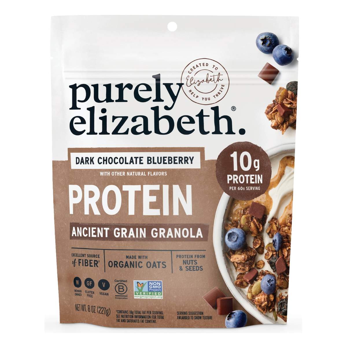 Purely Elizabeth Protein Granola, Dark Chocolate Blueberry, 8 OZ 1 Purely Elizabeth Protein Granola, Dark Chocolate Blueberry, 8 OZ