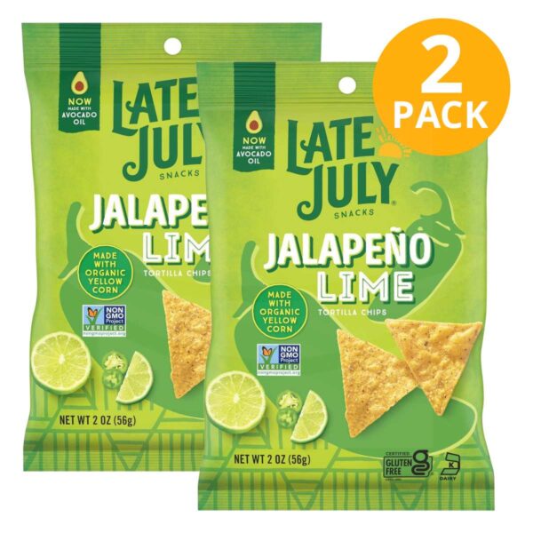 Late July Jalapeño Lime, Tortilla Chips, 2 OZ (Pack de 2)