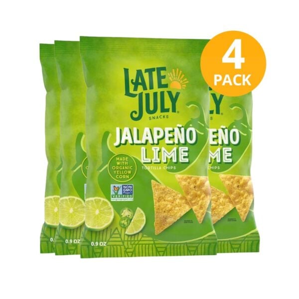 Late July Jalapeño Lime, Tortilla Chips 0.9 OZ (Pack de 4)