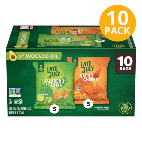 Late July Nacho Cheese & Jalapeño Lime, Tortilla Chips 0.9 OZ (Pack de 10)