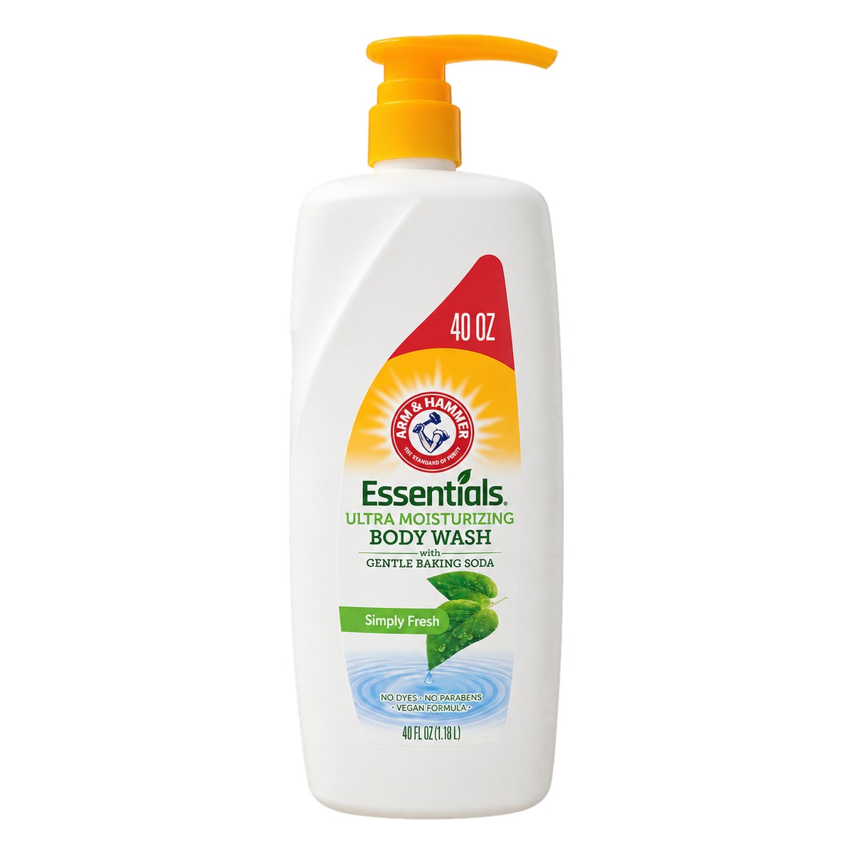 Arm & Hammer Essentials Gel de Baño Humectante, Simply Fresh, 40 OZ