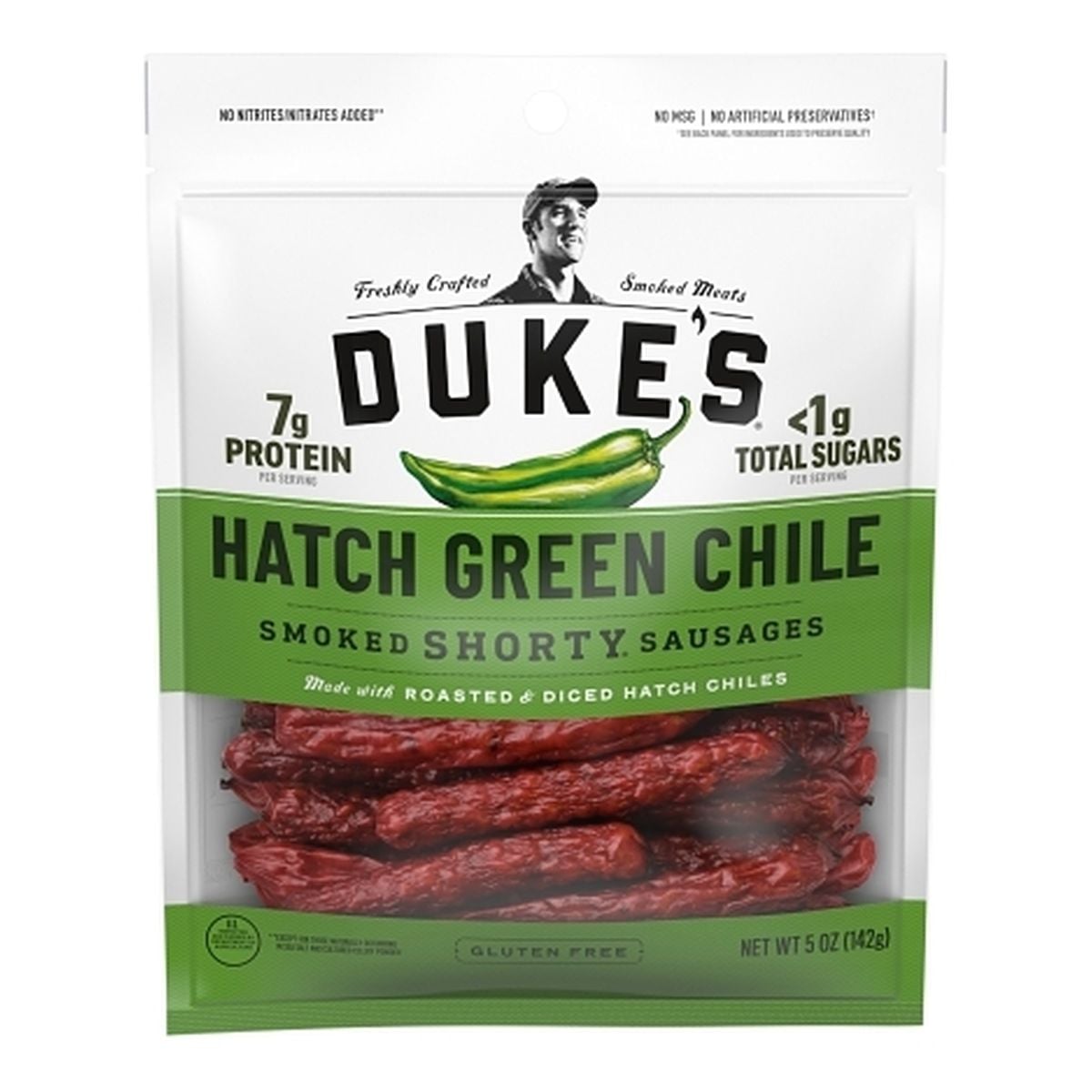 Duke's Shorty Sausages, Hatch Green Chile, 5 OZ 1 Duke's Shorty Sausages, Hatch Green Chile, 5 OZ