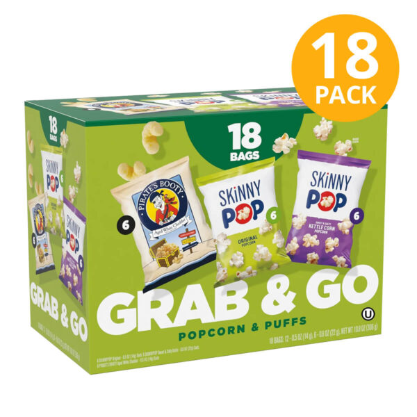 Skinny Pop & Pirate’s Booty, Grab & Go, Snacks Variados (Pack de 18)