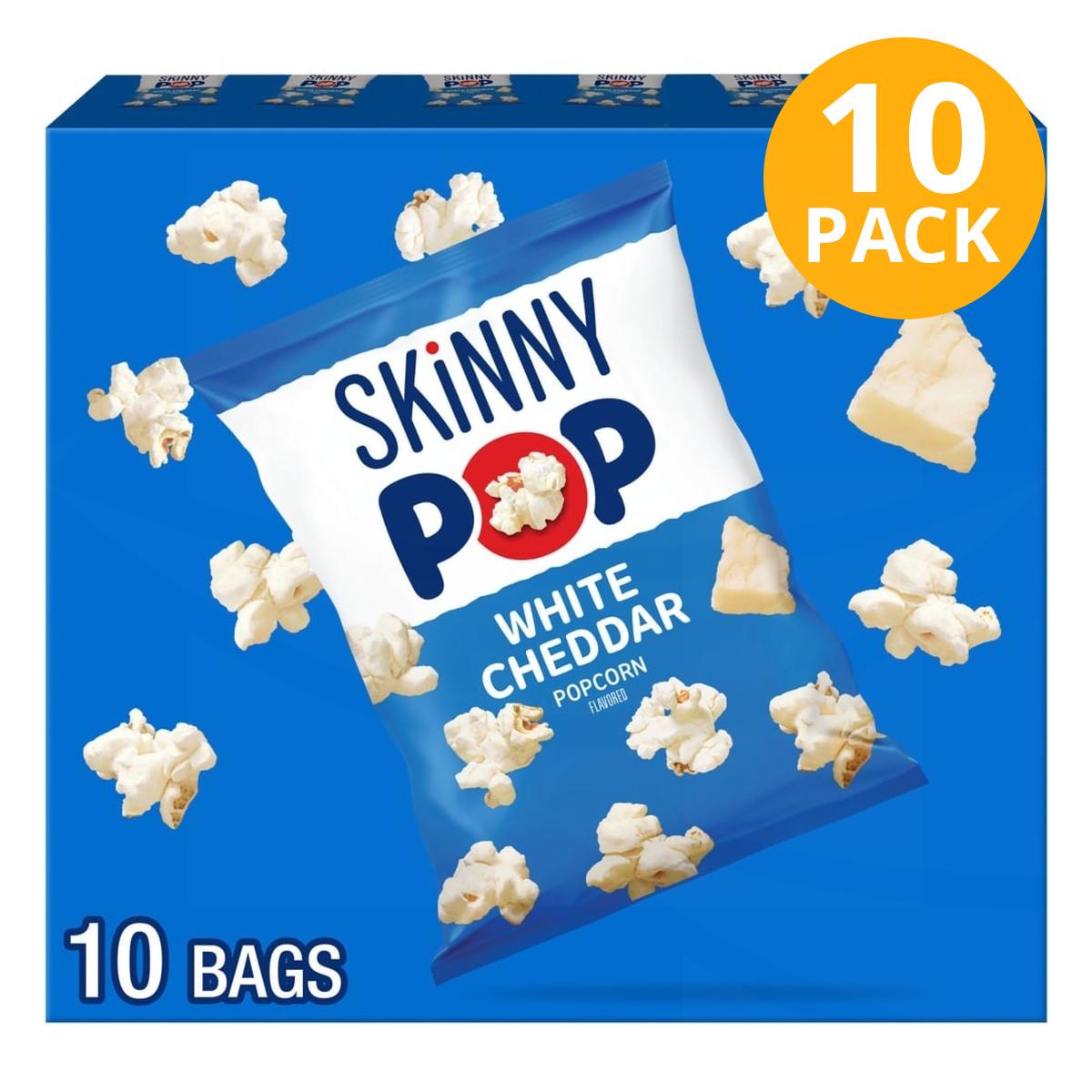 Skinny Pop Popcorn, White Cheddar, 0 Skinny Pop Popcorn, White Cheddar, 0.5 OZ (Pack de 10)