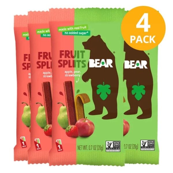 Bear Fruit Splits Manzana, Pera y Fresa 20 gr (Pack de 4)