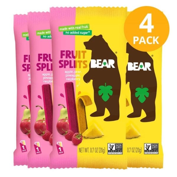 Bear Fruit Splits Manzana, Pera, Piña y Frambuesa 20 gr (Pack de 4)