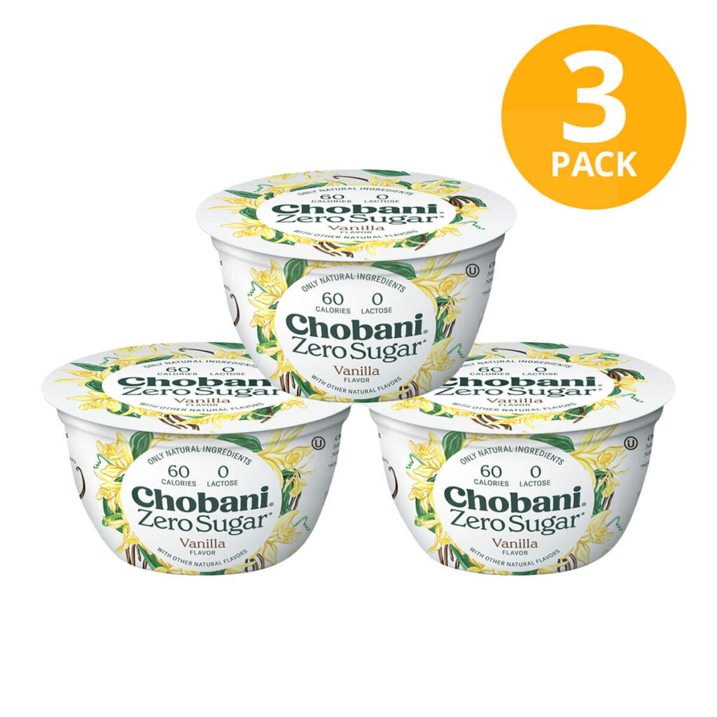 Yogurt Chobani Zero Sugar Vanilla Greek Yogurt 5 3 OZ (Pack de 3 Yogurt Chobani Zero Sugar Vanilla Greek Yogurt 5 3 OZ (Pack de 3