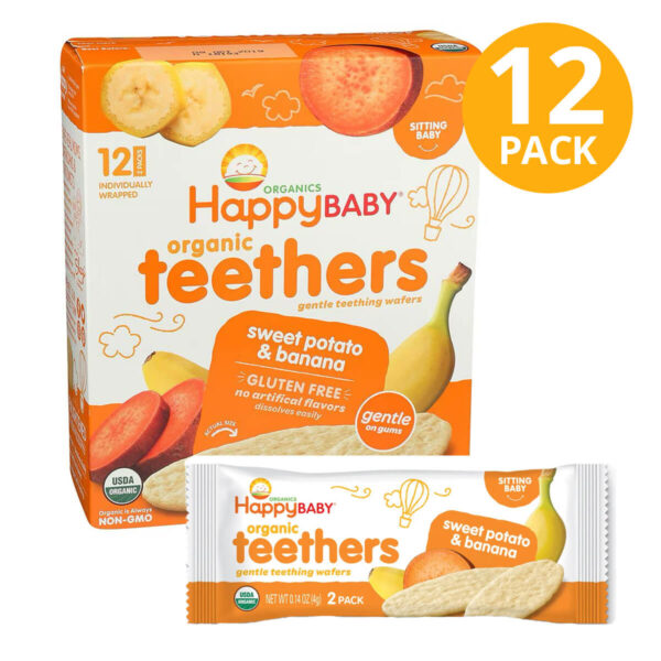 HappyBaby Organic Teethers,  Sweet Potato & Banana, 12 Packs