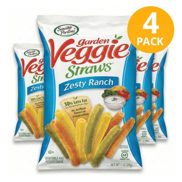 Garden Veggie Straws Zesty Ranch, Sensible Portions 1 OZ (Pack de 4)