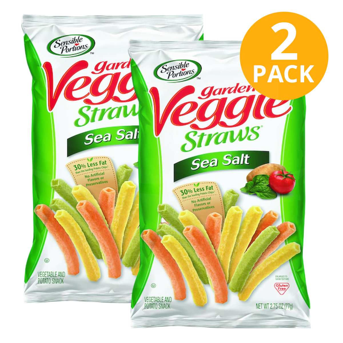 Garden Veggie Straws Sea Salt, Sensible Portions, 2 Garden Veggie Straws Sea Salt, Sensible Portions, 2.75 OZ (Pack de 2)