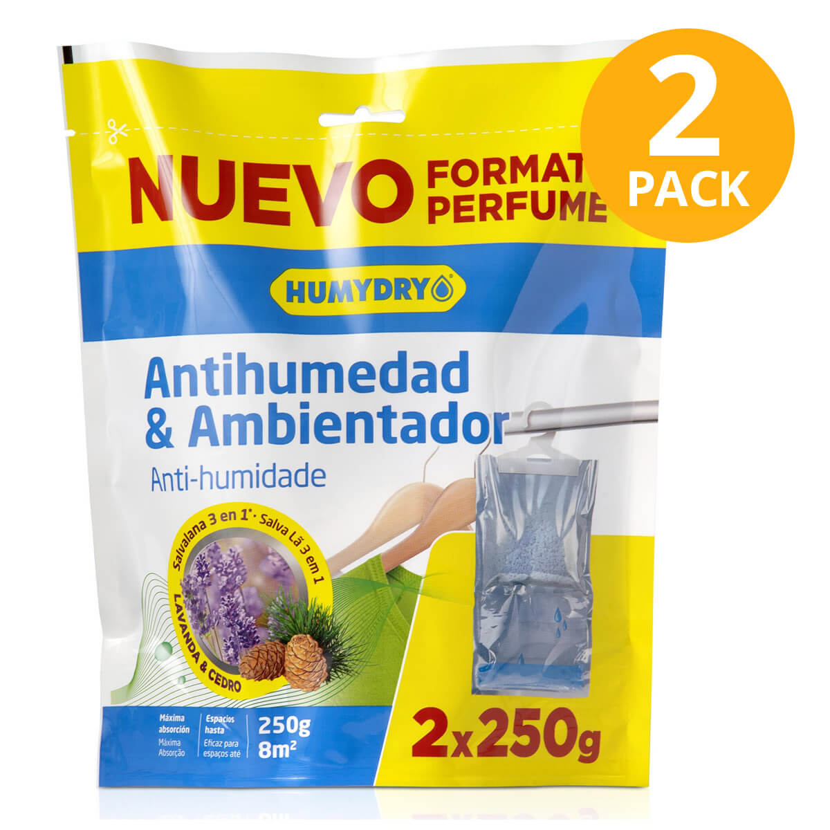 Humydry Hanging Bag, Lavanda & Cedro, 250 gr (Pack de 2) 1 Humydry Hanging Bag, Lavanda & Cedro, 250 gr (Pack de 2)