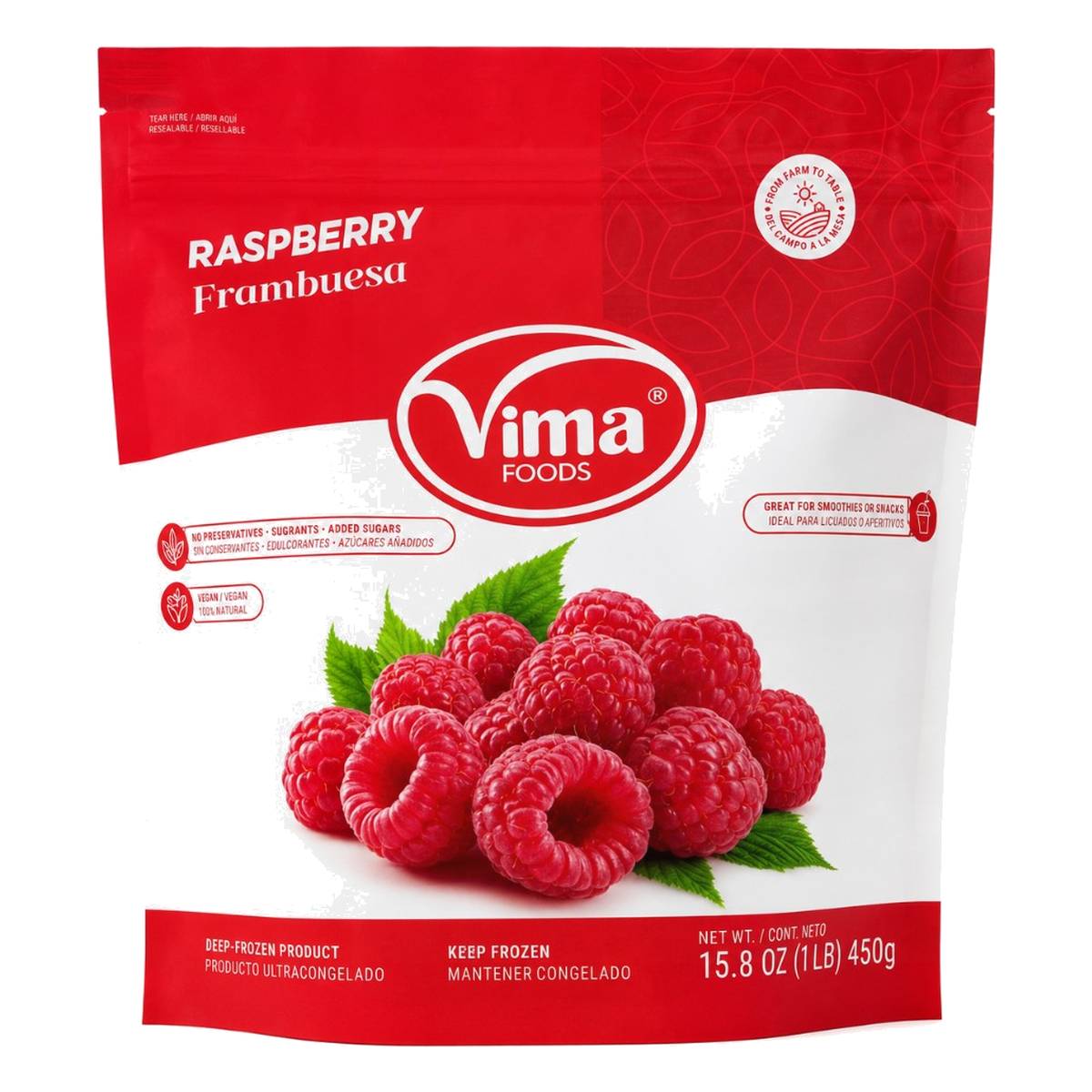 Frambuesas Congeladas (Raspberry), Vima Foods 450 gr 1 Frambuesas Congeladas (Raspberry), Vima Foods 450 gr