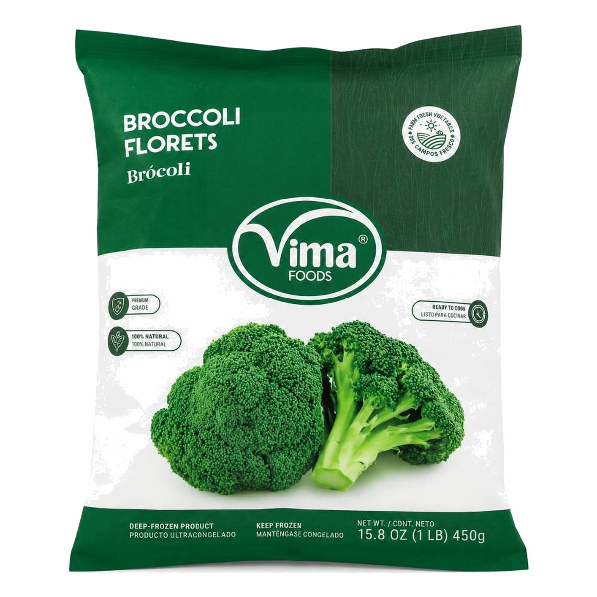 Brócoli en Floretes Congelado, Vima Foods 450 gr 1 Brócoli en Floretes Congelado, Vima Foods 450 gr