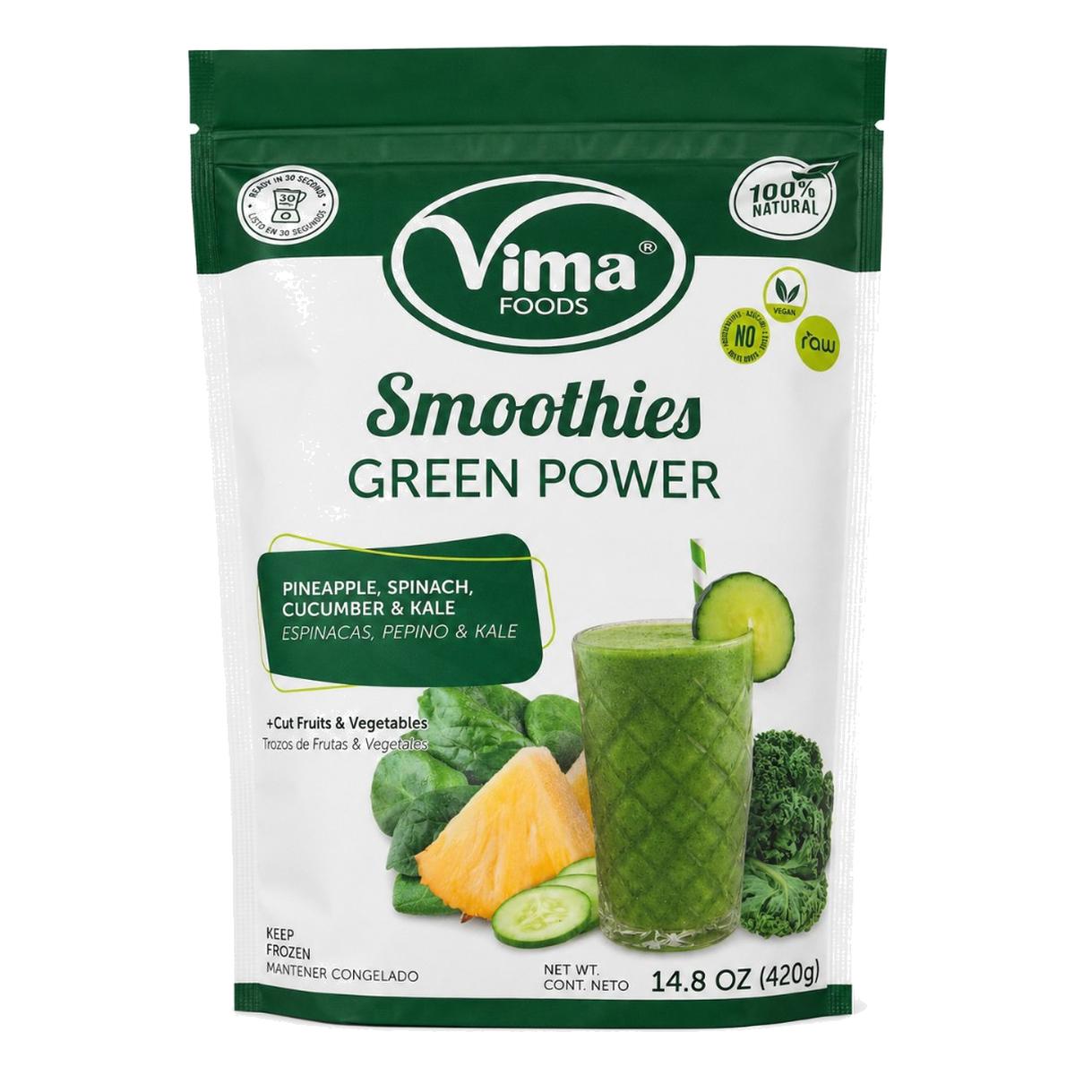 Smoothie Green Power: Piña, Espinaca, Pepino y Kale, Vima Foods 420 gr 1 Smoothie Green Power: Piña, Espinaca, Pepino y Kale, Vima Foods 420 gr