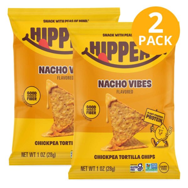 Hippeas Chickpea Tortilla Chips, Nacho Vibes, 1 OZ (Pack de 2)